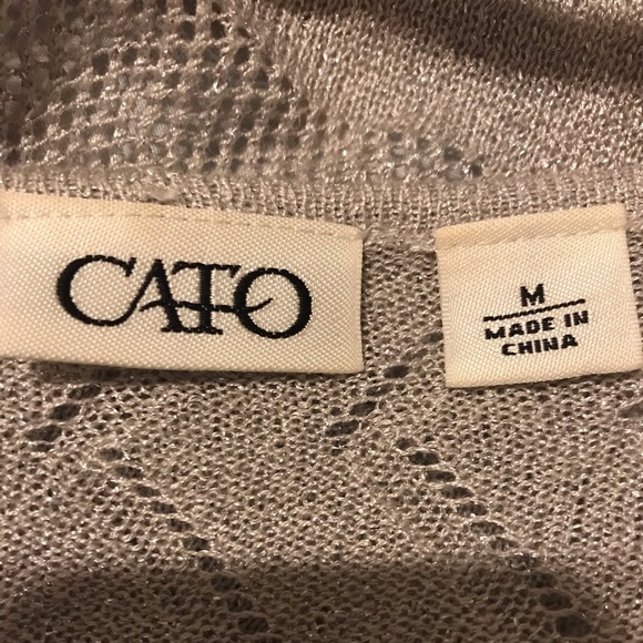 Cato Silver Draped Sparkly Sheer 3/4 Sleeve Glittery Womens Size Medium Cardigan - Picture 3 of 4